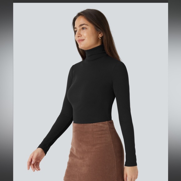 High Neck Long Sleeve Curved Hem Slim Waffle
Casual Top - Picture 3 of 5